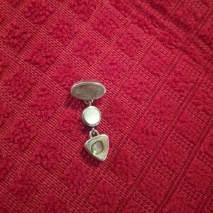 Sterling Silver Drop Pendant with Mother-of-Pearl Inlays - White